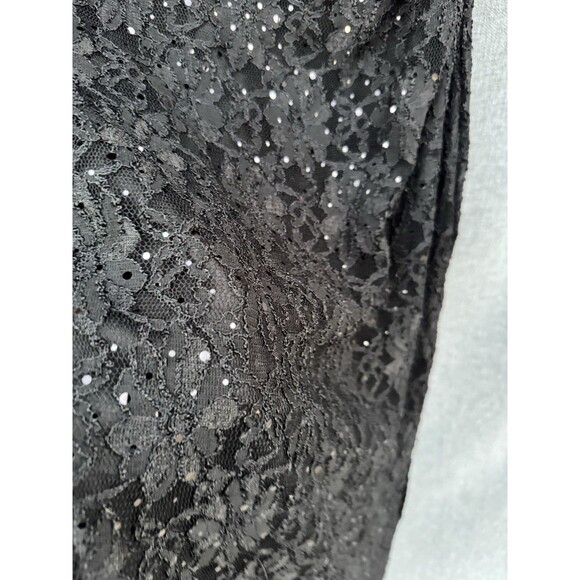 Connected Apparel Sz 12P Black Sequins Lace Cape Sleeve Long Sheath Dress - Picture 3 of 9